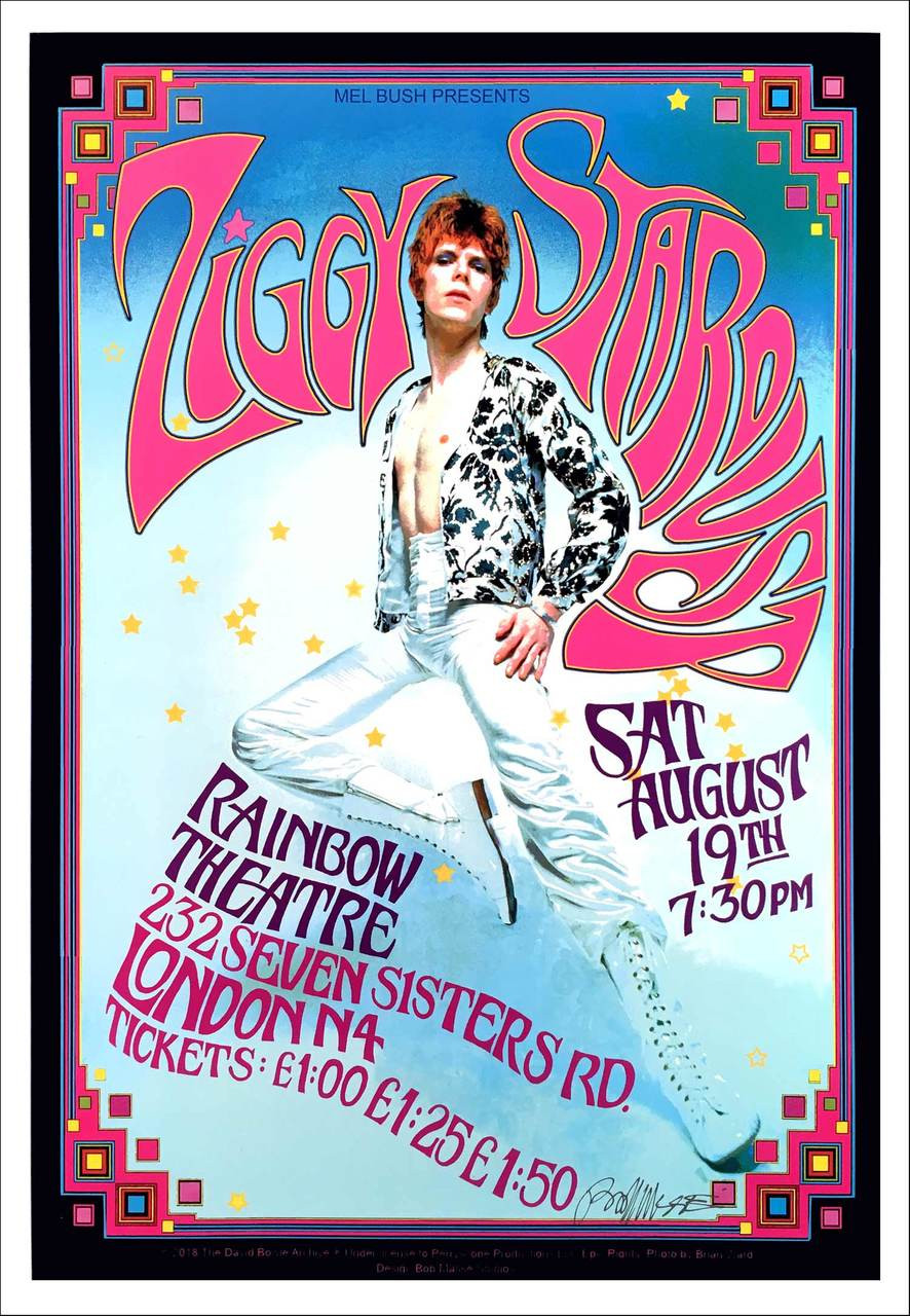 能登半島地震David Bowie アートプレート David Bowie ZIGGY STARDUST Poster Tribute to Historic 1972 Rainbow