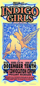 Indigo Girls Original Silkscreen Poster EMU Convocation Center 1999. Signed
