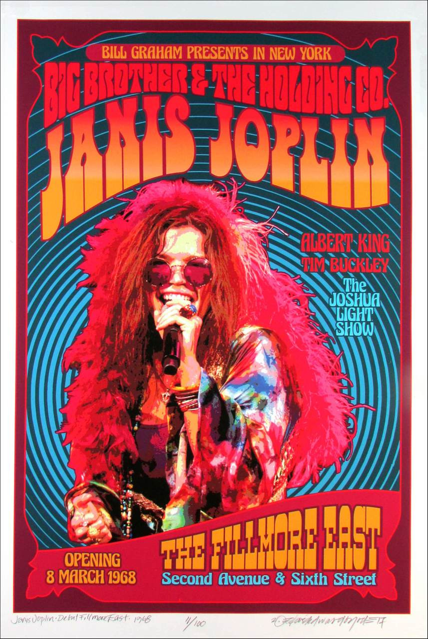 Janis Joplin Poster New Original Fillmore East Tribute S/N 100 by
