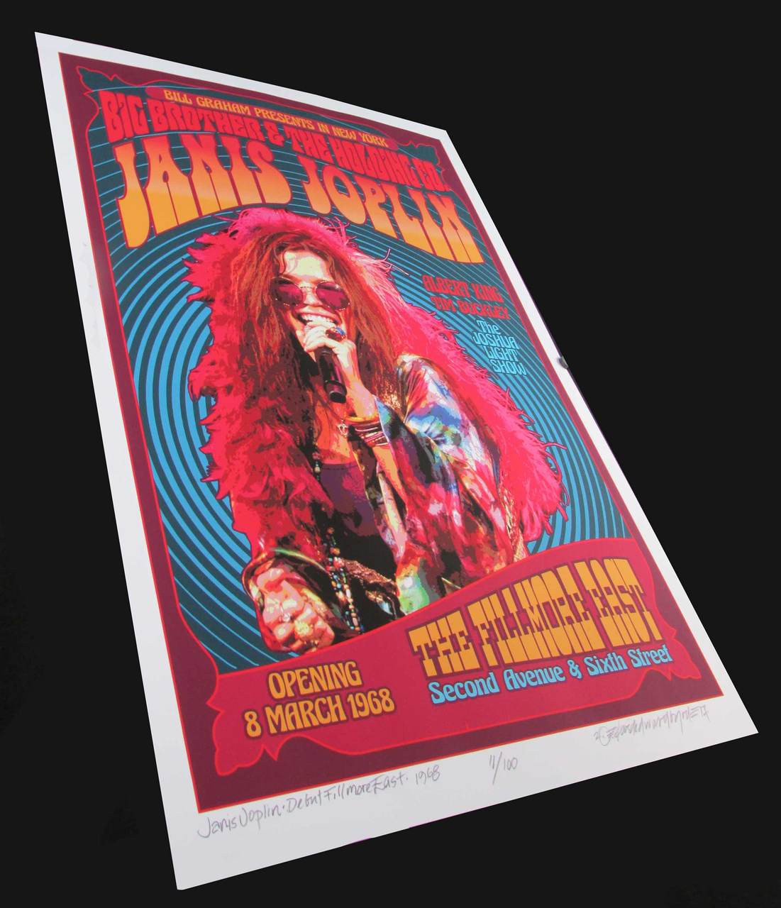 Janis Joplin Poster New Original Fillmore East Tribute S/N 100 by