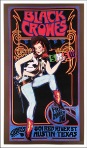 Black Crowes Poster Stubb's Austin 2001 Nice reprint Hand-Signed by Bob Masse