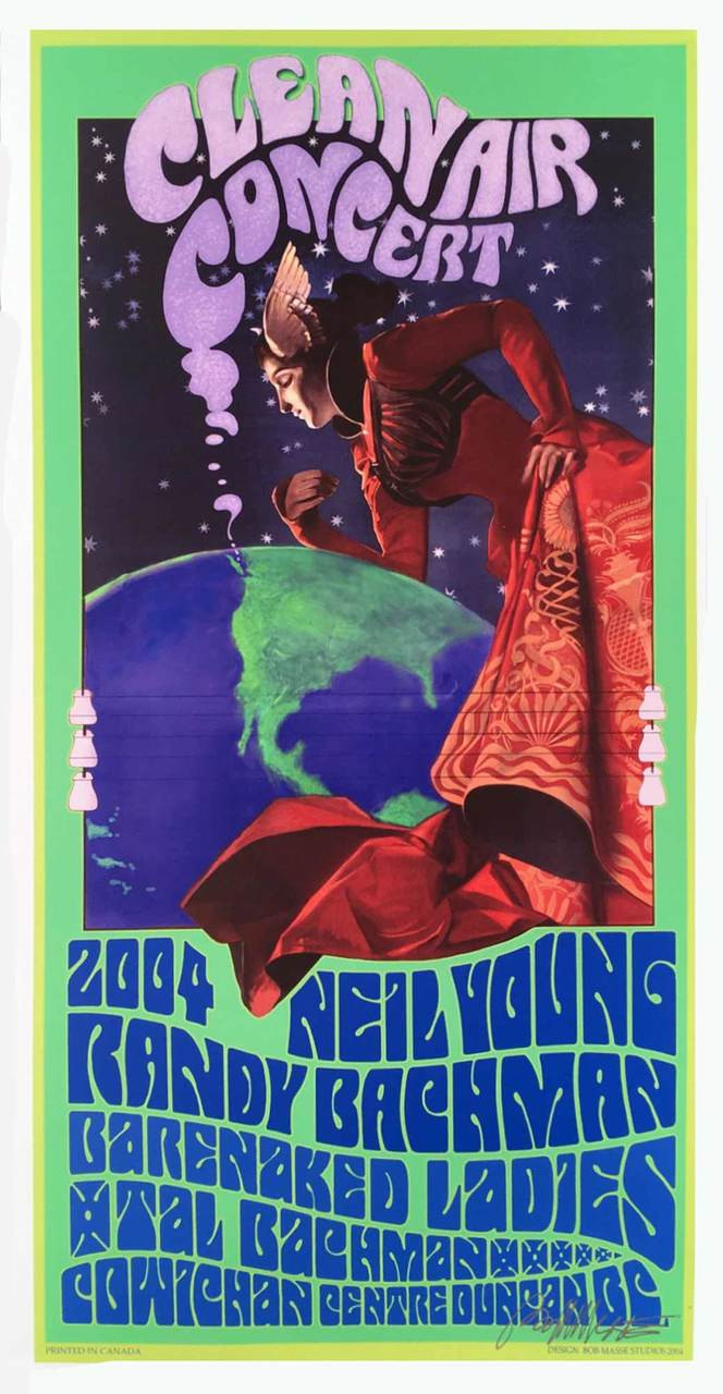 Neil Young Los Lobos Poster Saddledome Calgary New Hand-Signed by Bob Masse 