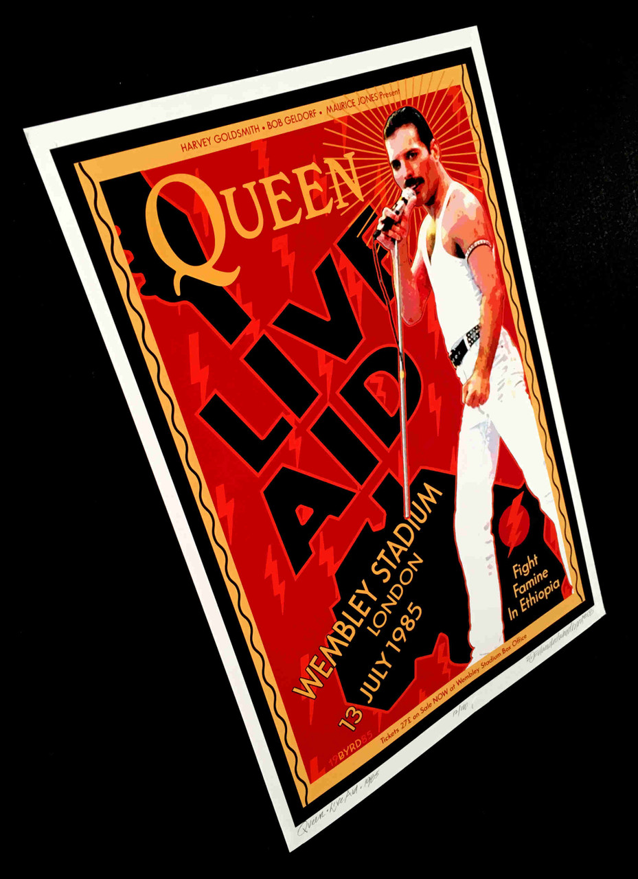 QUEEN Poster Live Aid Wembley 1985 New Tribute HandSigned David Byrd S/N/COA OptikRock