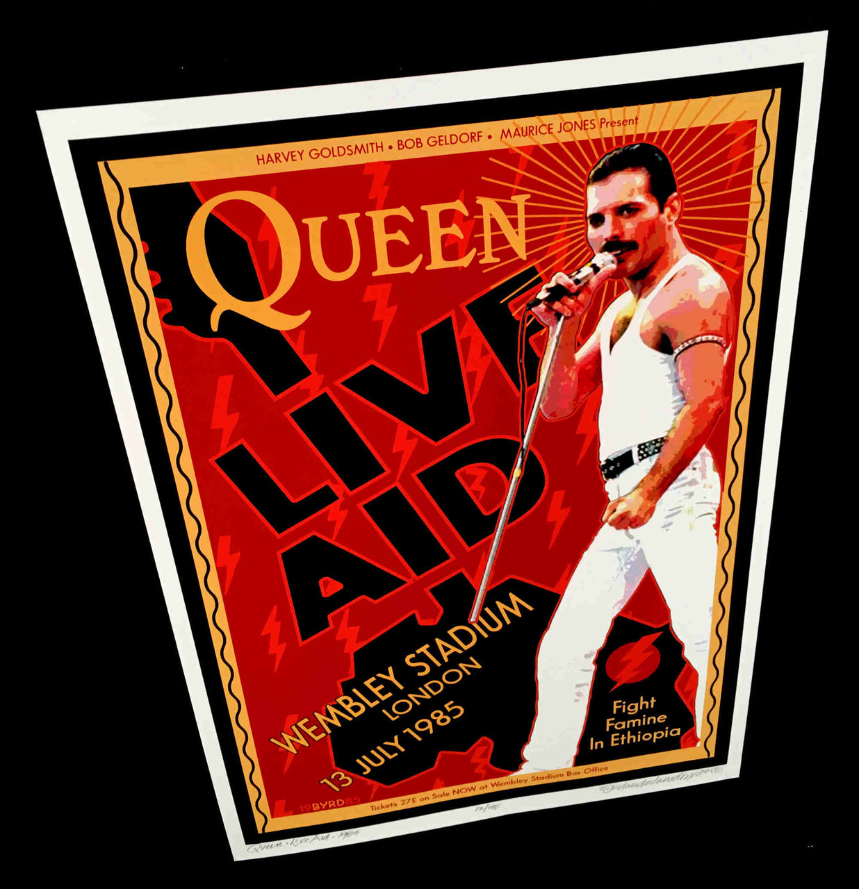 QUEEN Poster Live Aid Wembley 1985 New Tribute HandSigned David Byrd S/N/COA OptikRock