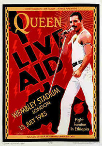 QUEEN Poster Live Aid Wembley 1985 New Tribute Hand-Signed David Byrd S/N/COA