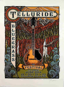 Telluride Bluegrass Festival Poster June 2014 Hand-Signed Gary Houston COA
