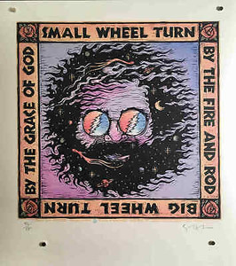 Great Signed Gary Houston Poster "The Wheel" Lyrics Jerry Garcia Grateful Dead
