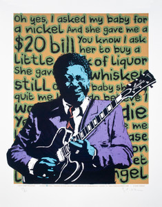 Asked My Baby for a Nickel B.B. King Poster Original S/N Signed Gary Houston COA