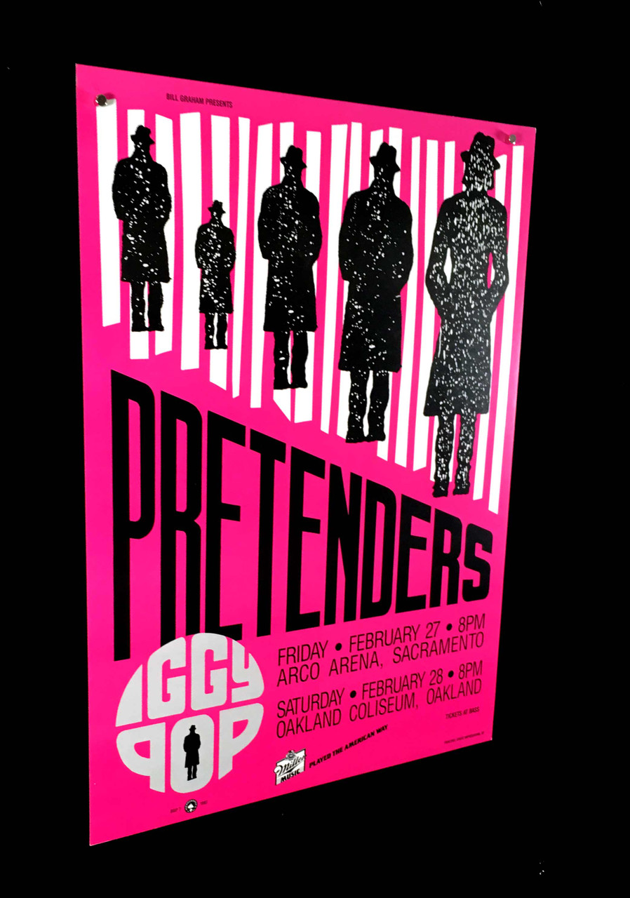 Pretenders Iggy Pop Poster ARCO Sacramento/Oakland Coliseum 1987