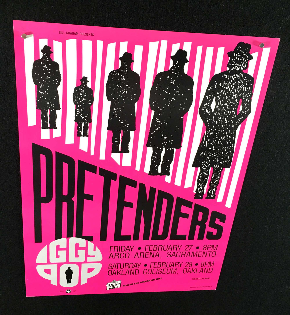 Pretenders Iggy Pop Poster ARCO Sacramento/Oakland Coliseum 1987