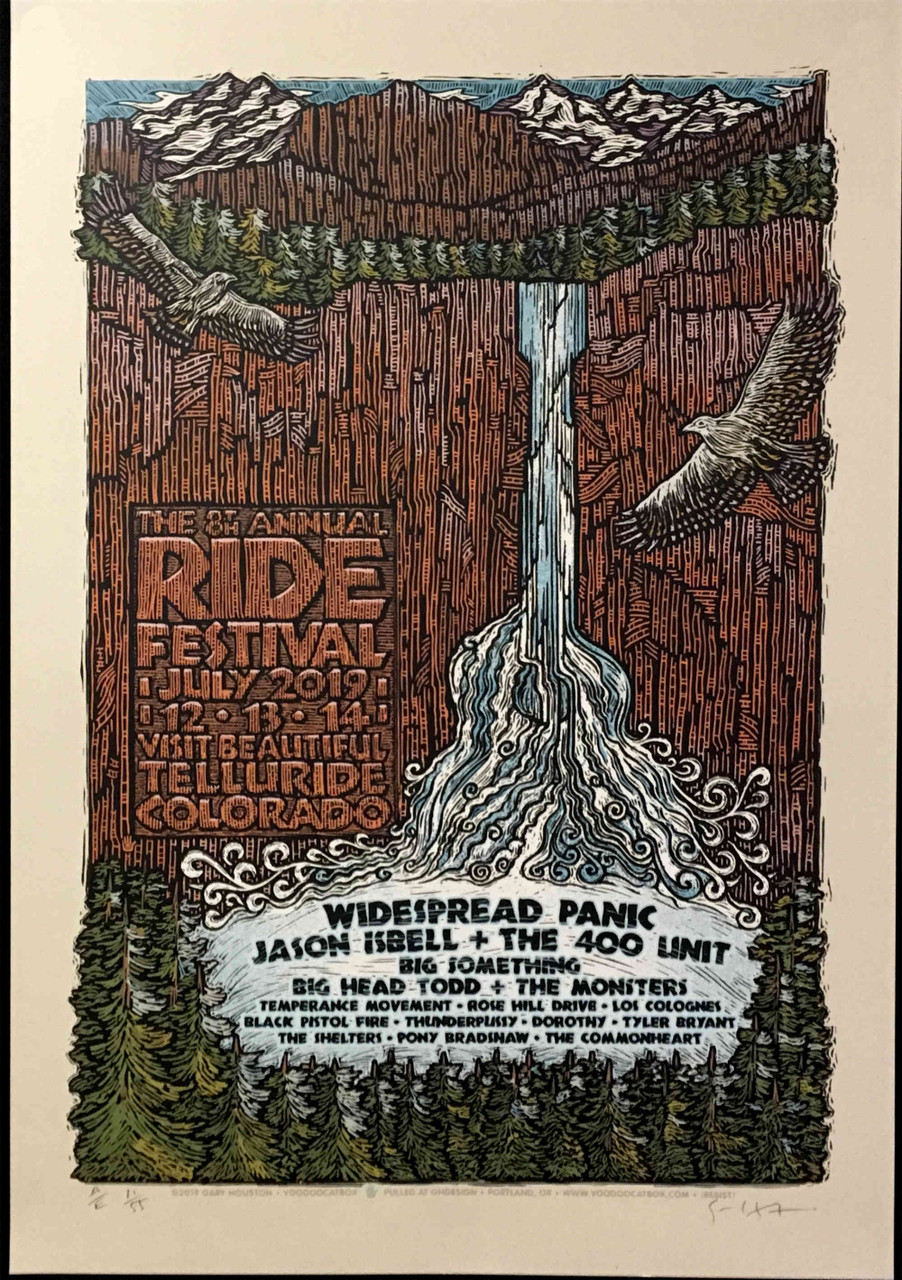 2 POSTER SET 2019 RIDE Fest + 2019 RockyGrass Fest Hand-Signed