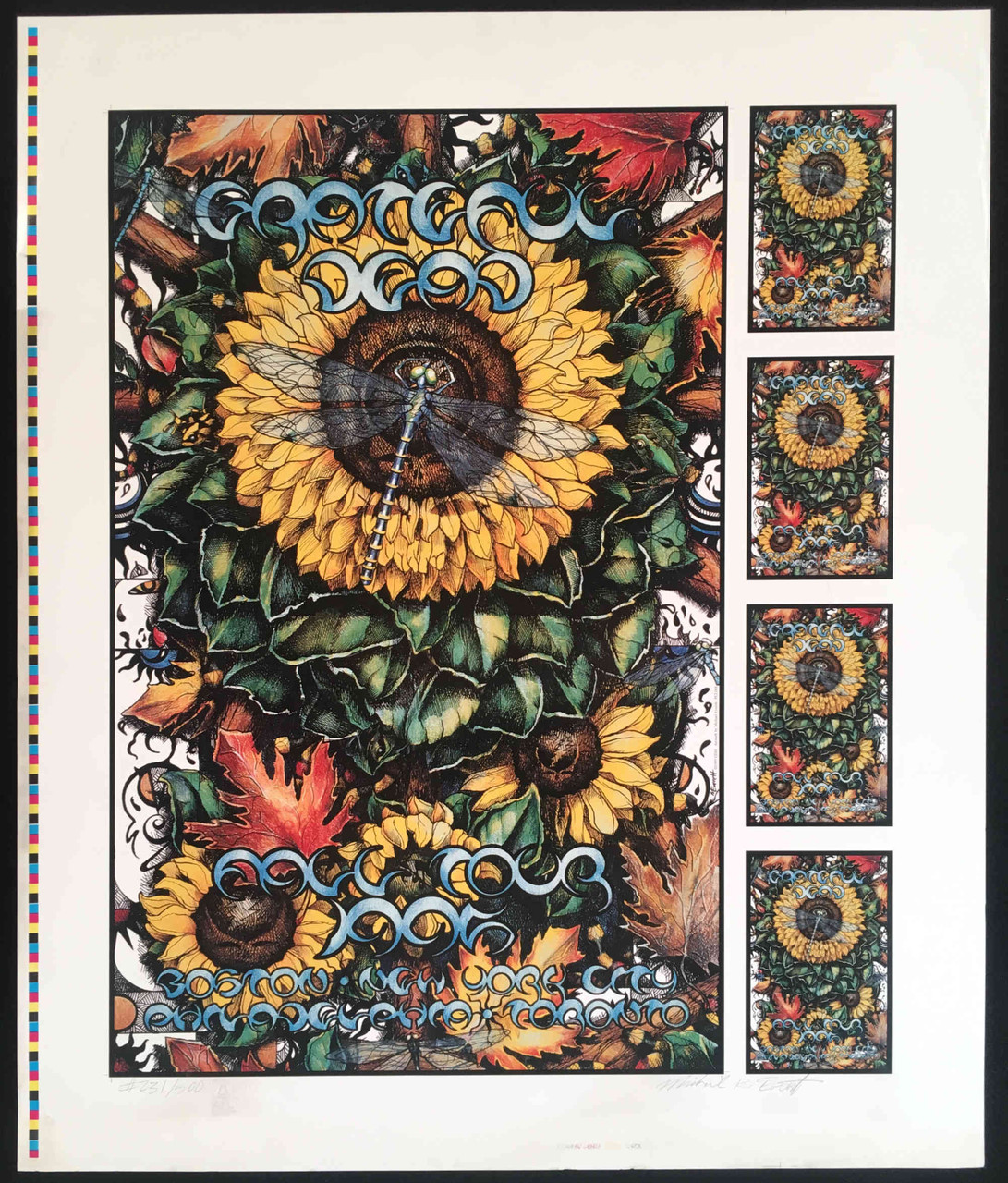 Grateful Dead Poster Cancelled 1995 Fall Tour Uncut Proof S/N by