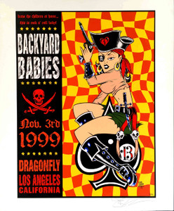 Backyard Babies Poster Dragonfly L.A. 1999 SN 350 Original Signed by Alan Forbes