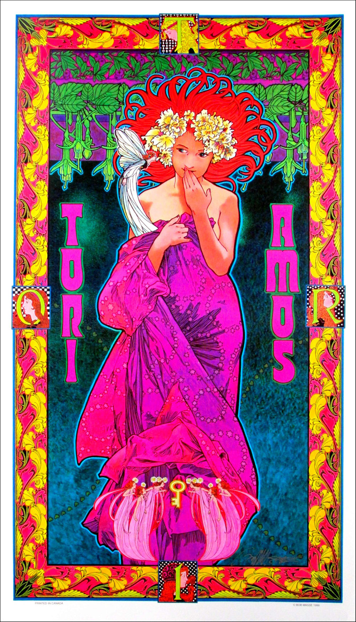 Tori Amos Original 1999 Art Nouveau Fan Poster Hand-Signed in Ink