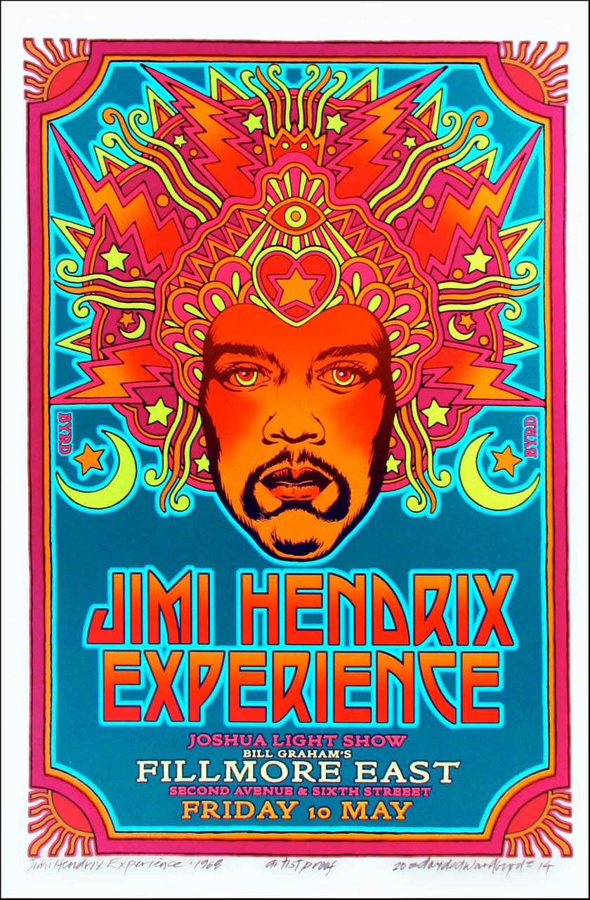 Jimi Hendrix Fillmore East 2 Poster Set Original/Final Designs Signed