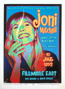 Joni Mitchell Poster Honors her 1972 Fillmore East Performance Hand Signed David Byrd