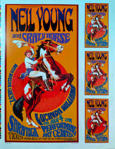 RARE UNCUT Neil Young Poster w Lucinda Williams Hand-Signed by Bob Masse COA