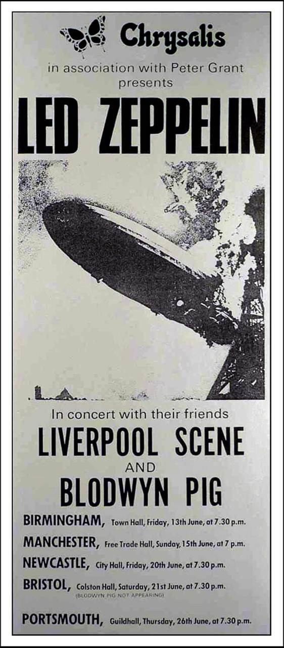 Led Zeppelin Poster 1969 UK Tour Bob Masse Concert Poster