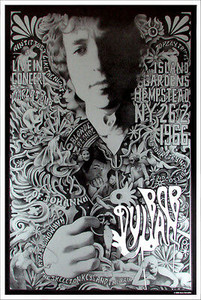 Bob Dylan Steve Harradine Fan Poster Island Gardens Hempstead 1966