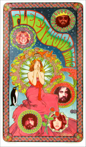 Fleetwood Mac Original Fan Poster New Litho Signed in Silver Ink Bob Masse