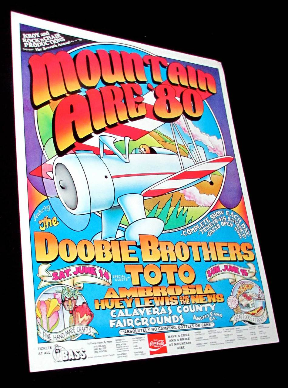 Mountain Aire 1980 Poster Doobie Brothers Toto Ambrosia Huey Lewis