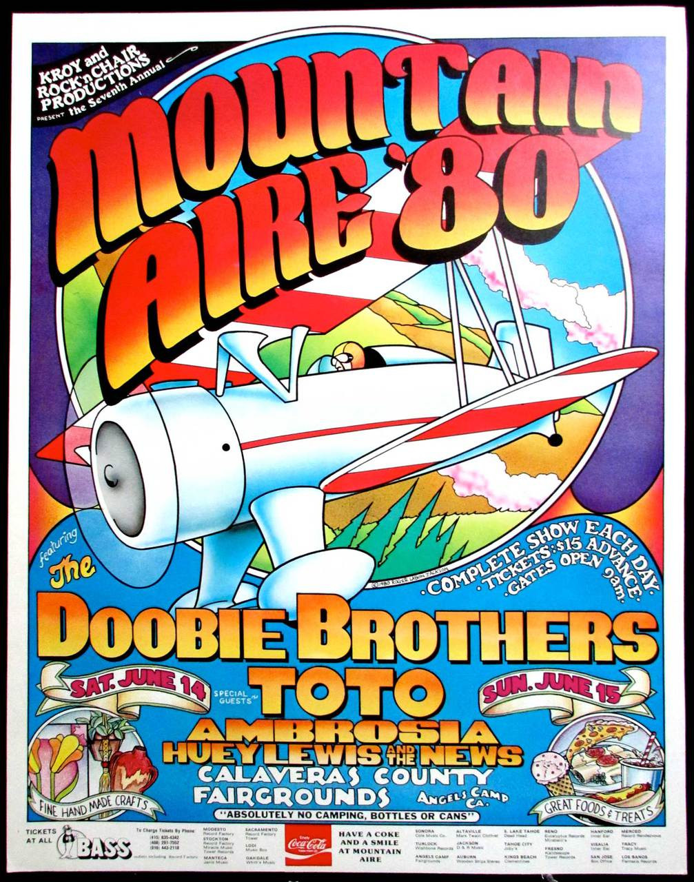 Mountain Aire 1980 Poster Doobie Brothers Toto Ambrosia Huey Lewis