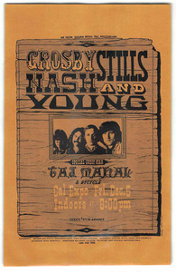 Crosby Stills Nash and Young Taj Mahal Original Handbill Cal Expo