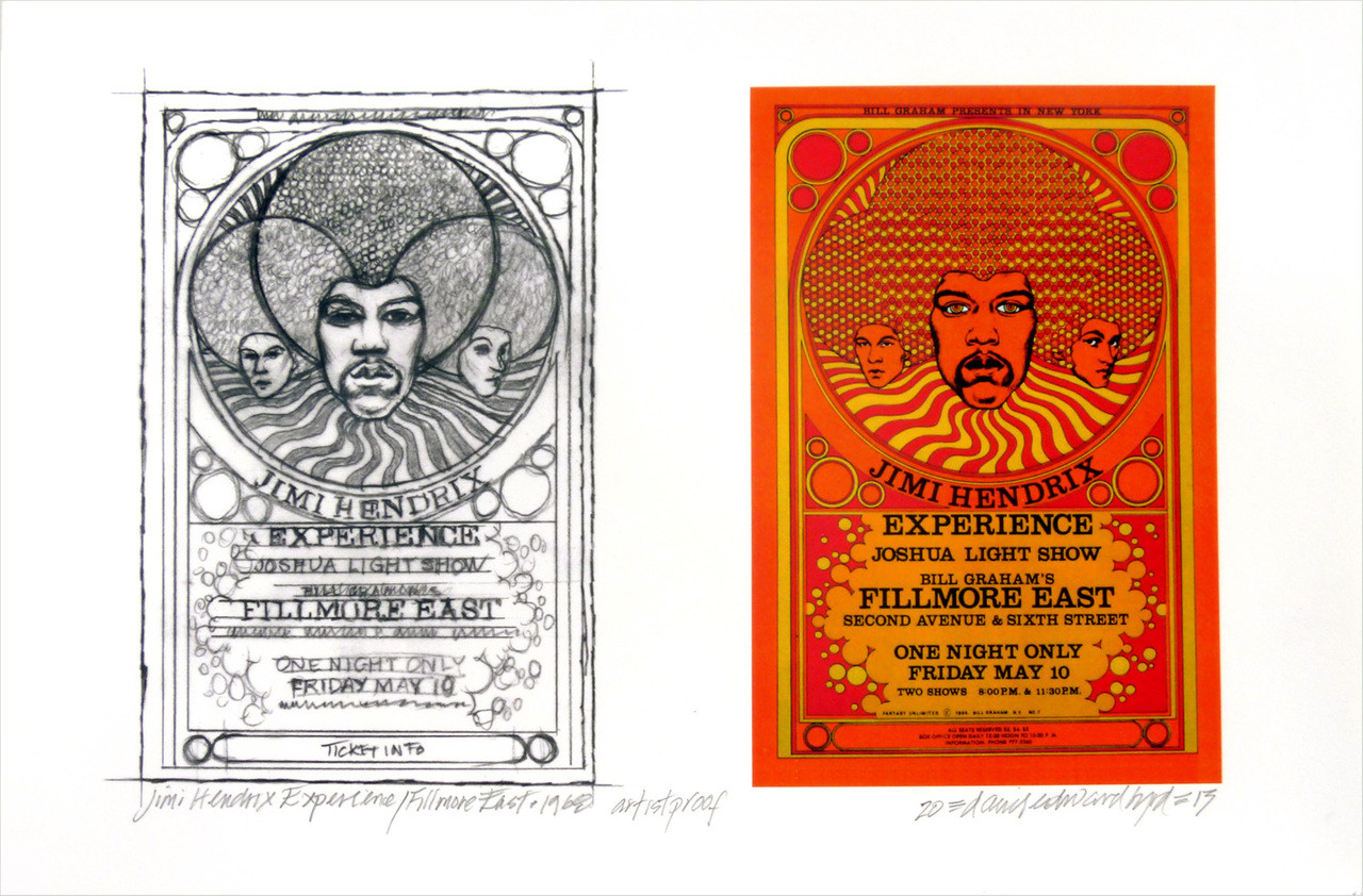 Jimi Hendrix Experience Fillmore East Poster 1968 Signed by Artist