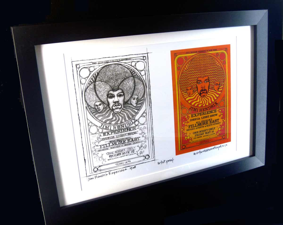 Jimi Hendrix 1968 Fillmore East Poster New Artist Proof+Sketch