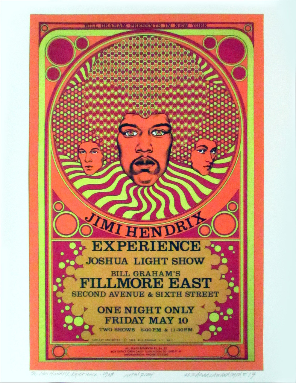 Jimi Hendrix Fillmore East Poster Alt New Artist Edition Signed