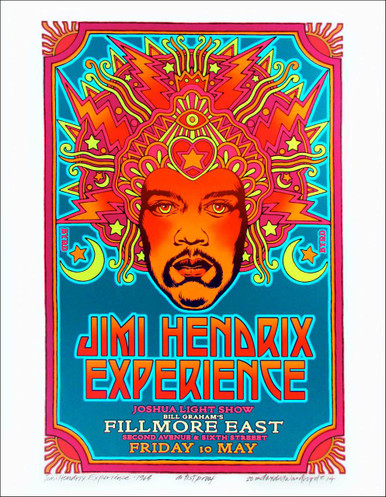 Jimi Hendrix 1968 Fillmore Poster Alt Design New Giclee Signed David Byrd