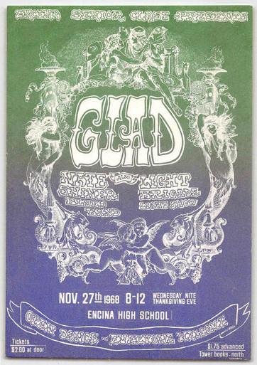 Glad w Eagles' Tim Schmidt Handbill Encina High School Sacramento 1968 Mint