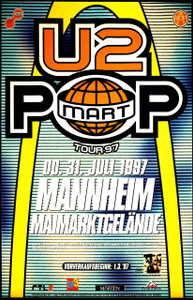 U2 Poster Pop Mart Tour Mannheim Rare German Bus Side 1997