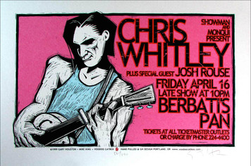 Chris Whitley Poster Josh Rouse Orig Signed Silkscreen by Gary Houston