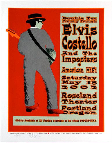 Elvis Costello Poster American Hi Fi Signed Silkscreen by Gary Houston