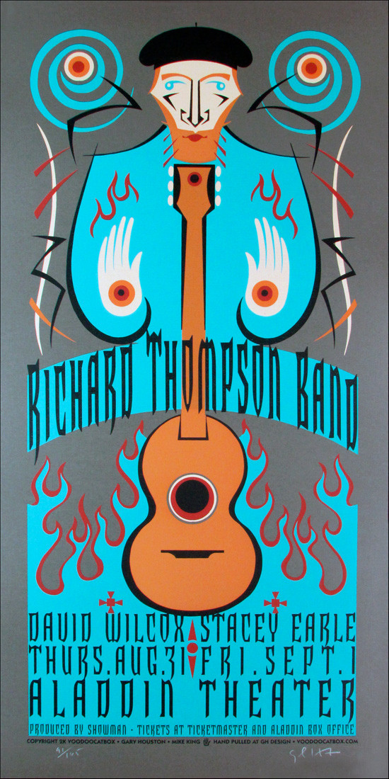 Richard Thompson Band 2010 Poster Original Signed Silkscreen Gary Houston