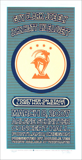 Guy Clark Joe Ely John Hiatt Lyle Lovett Poster Signed Gary Houston 2007