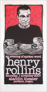 Henry Rollins Poster Signed and Numbered Silkscreen Edition by Gary Houston