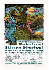 Waterfront Blues Festival 2002 Original Signed Silkscreen Concert Poster