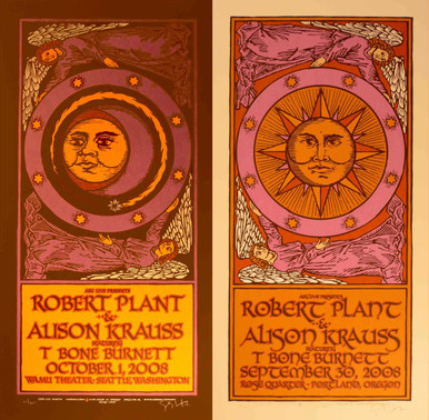 Robert Plant Allison Krauss Set of Two Signed Silkscreen Concert Posters