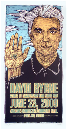 David Byrne Poster Brian Eno Original Signed Silkscreen by Gary Houston