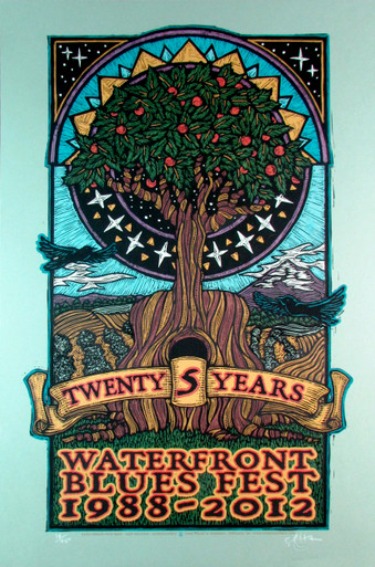 Waterfront Blues Poster 2012 Special Edition "Tree" Original Signed Silkscr