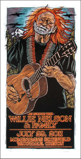 Willie Nelson & Family Poster 2011 Original Signed Silkscreen by Gary Houst