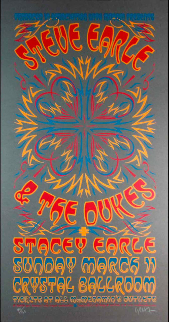 Steve Earle and the Dukes Poster Aladdin Theater Portland Signed Numbered