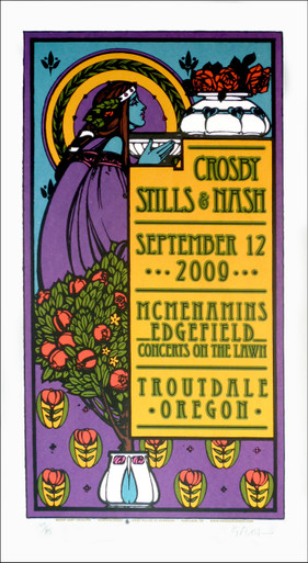 Crosby Stills & Nash Poster Original Signed Silkscreen by Gary Houston 2009