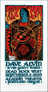 Dave Alvin & the Guilty Women Poster Signed Silkscreen Gary Houston 2009