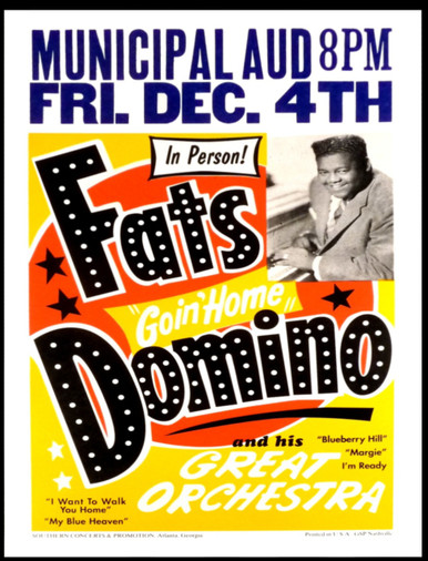 Fats Domino Orchestra Poster Municipal Auditorium Atlanta 2nd Printing