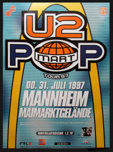 U2 Pop  Mart Tour Original German Subway Poster Mannheim Germany July 1997