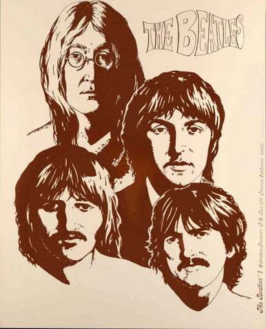 Beatles "Tan Portrait" Rare Orig Poster by Collectors Features Tiberon 1974