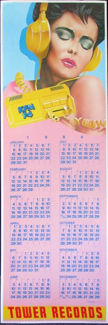 Tower Records Original Poster Calendar 1984 by Frank Carson KFM94 Chico  California - OptikRock